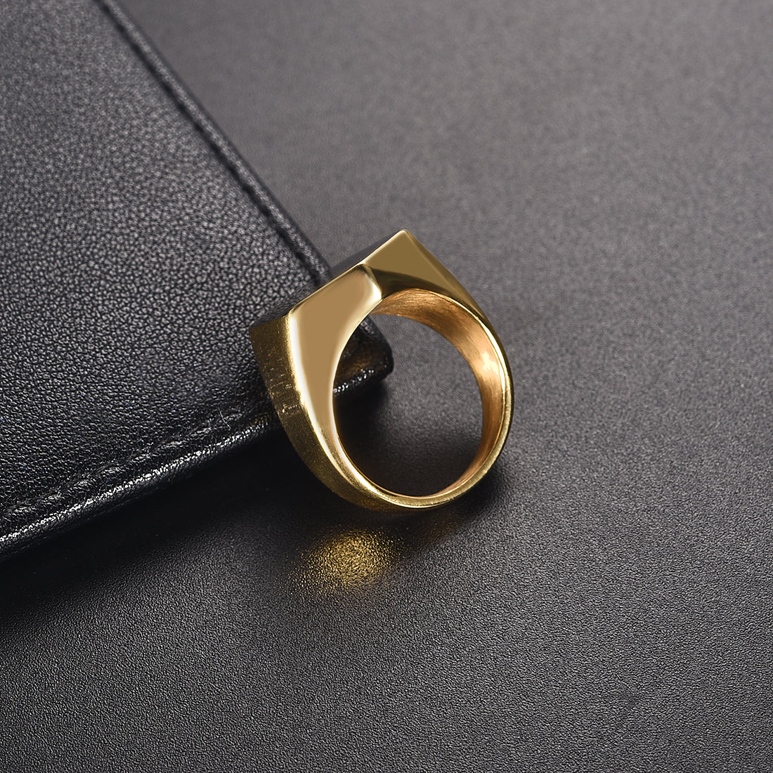 Anel Geométrico em Aço Inoxidável Hex Black