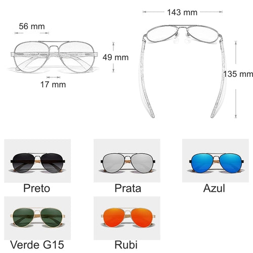 Óculos de Sol Kansas, Polarizado 400UV