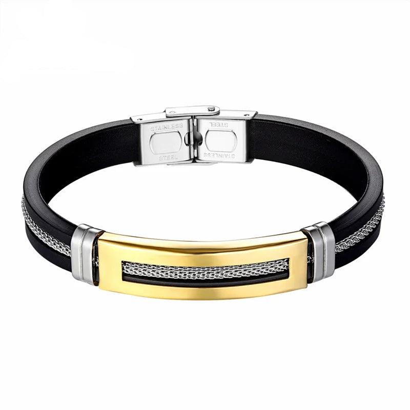 Pulseira Masculina Star em Aço Inoxidável e Silicone