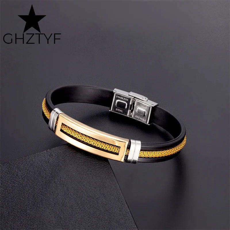 Pulseira Masculina Star em Aço Inoxidável e Silicone