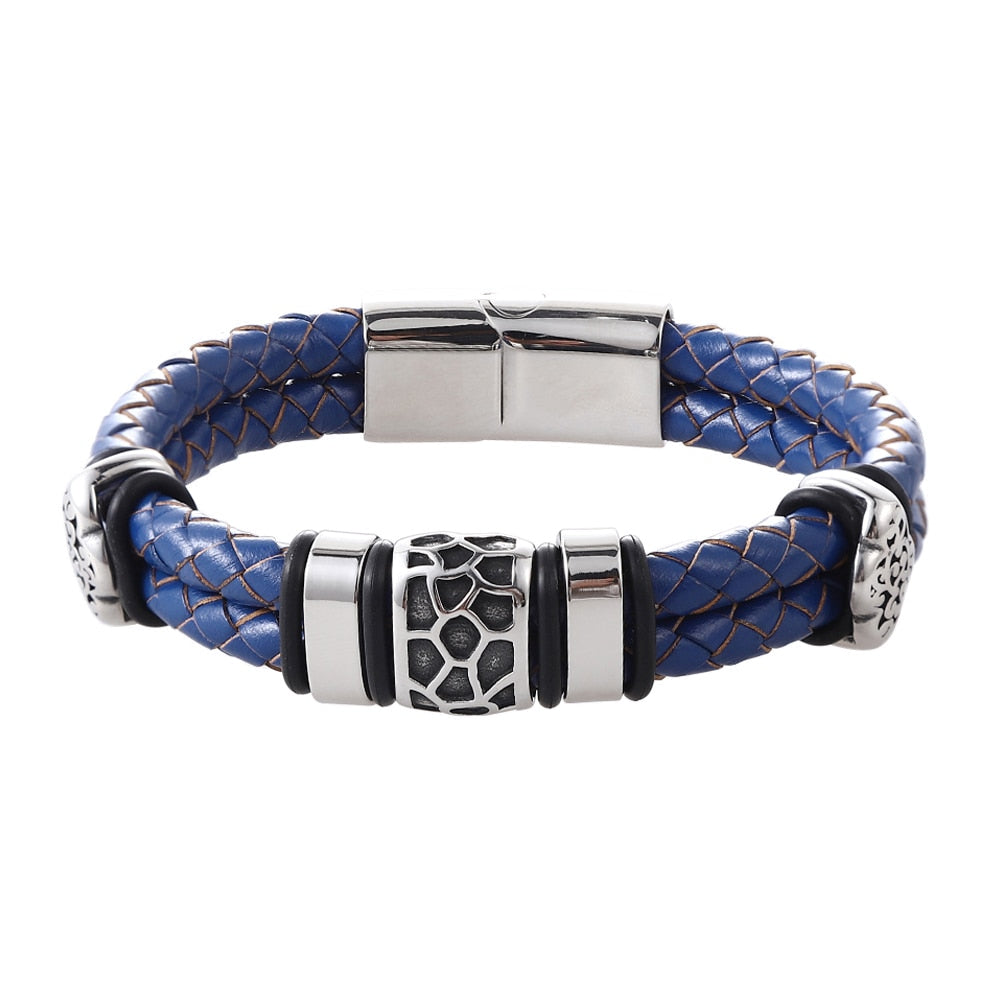 Pulseira Duas Camadas com Detalhes em Aço Inoxidável