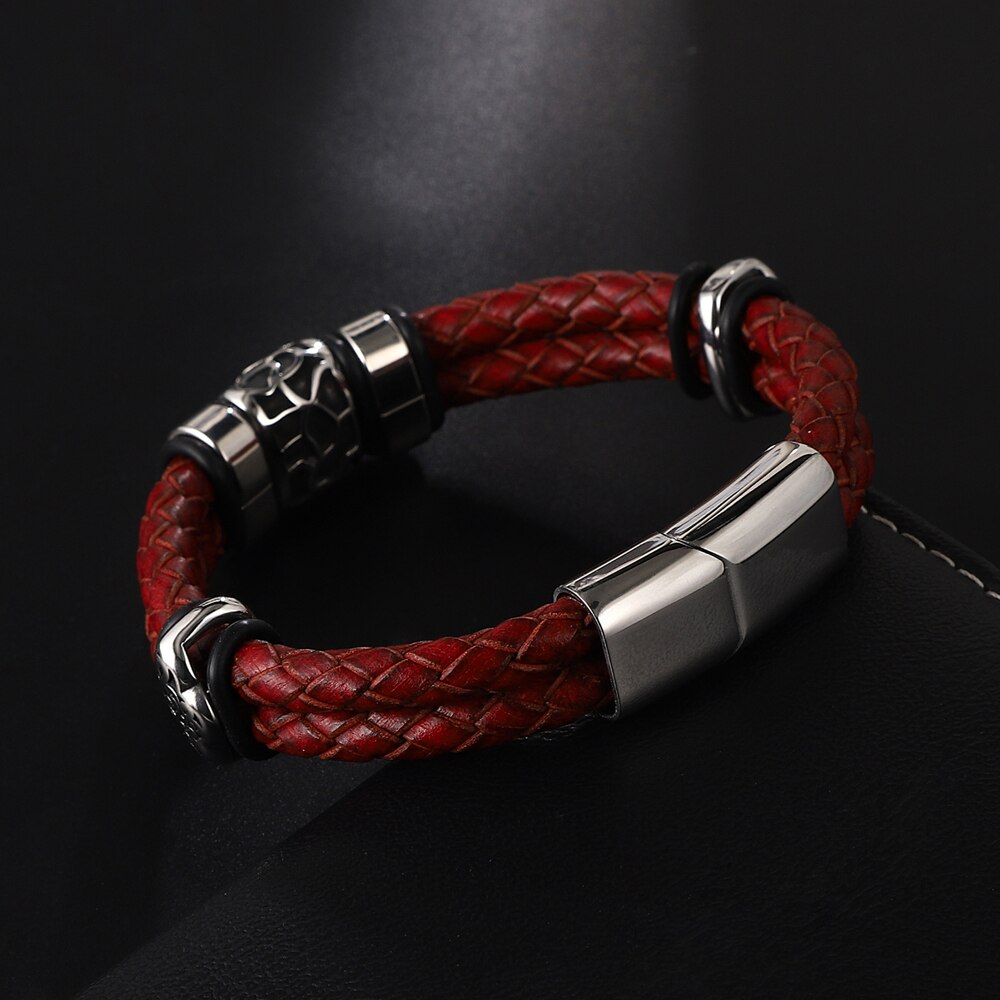 Pulseira Duas Camadas com Detalhes em Aço Inoxidável