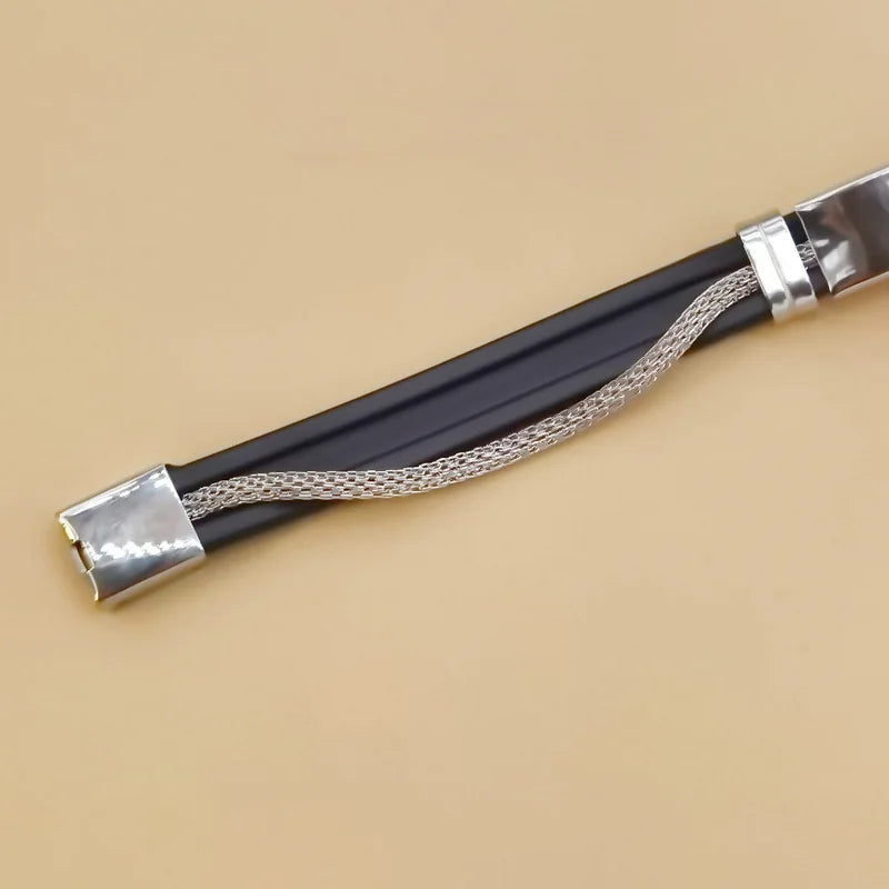 Pulseira Masculina Star em Aço Inoxidável e Silicone