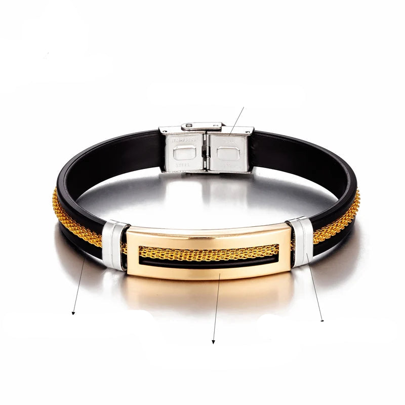 Pulseira Masculina Star em Aço Inoxidável e Silicone