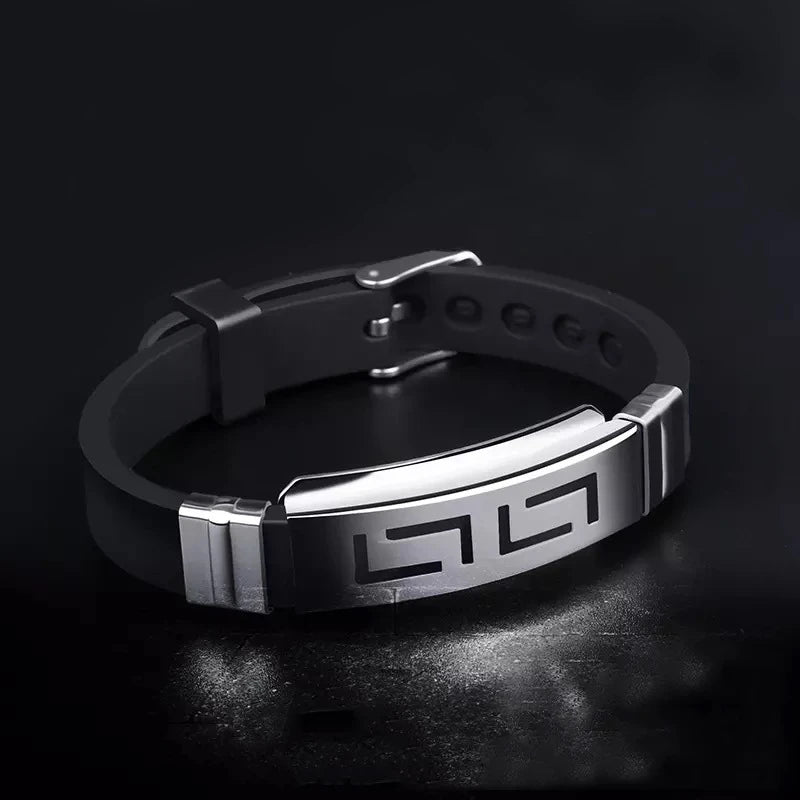 Pulseira em Silicone e Aço Inoxidável - Square