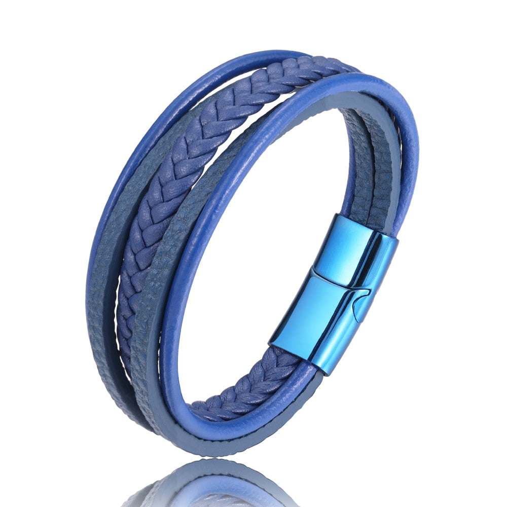 Pulseira de Couro Artesanal com Design Multicamadas