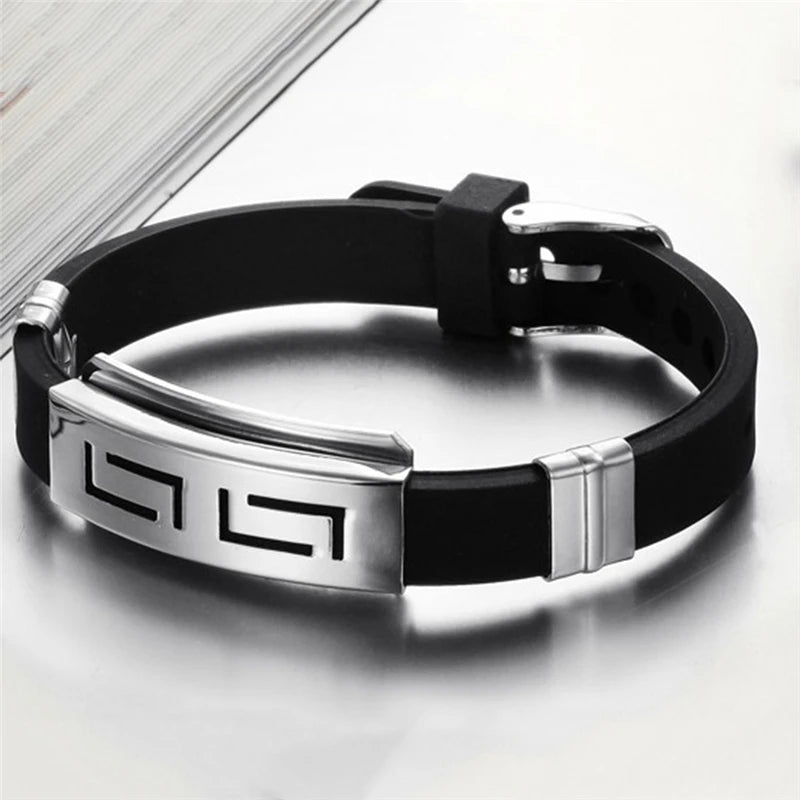 Pulseira em Silicone e Aço Inoxidável - Square