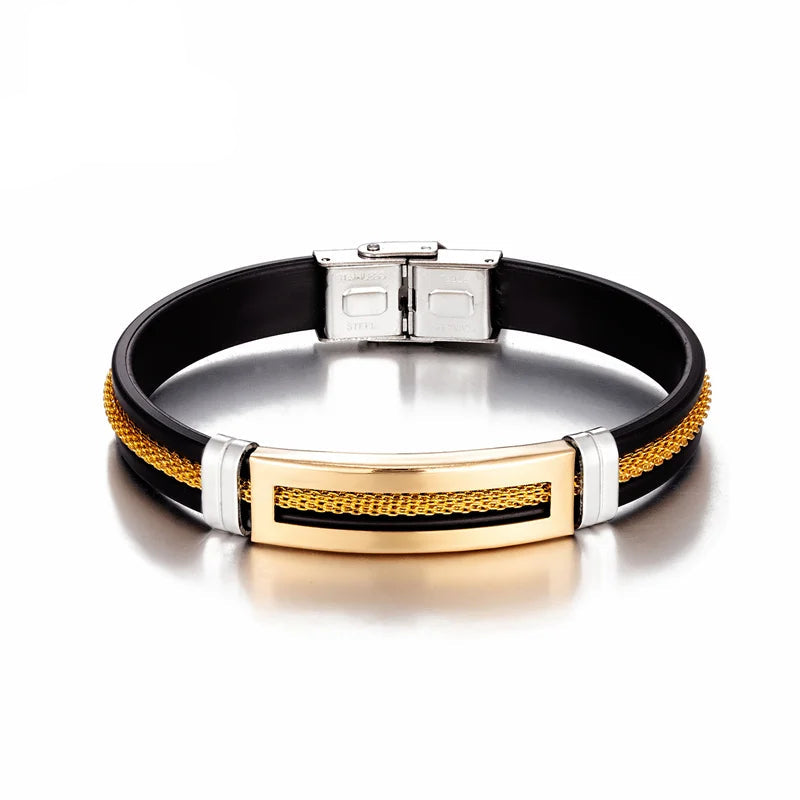 Pulseira Masculina Star em Aço Inoxidável e Silicone