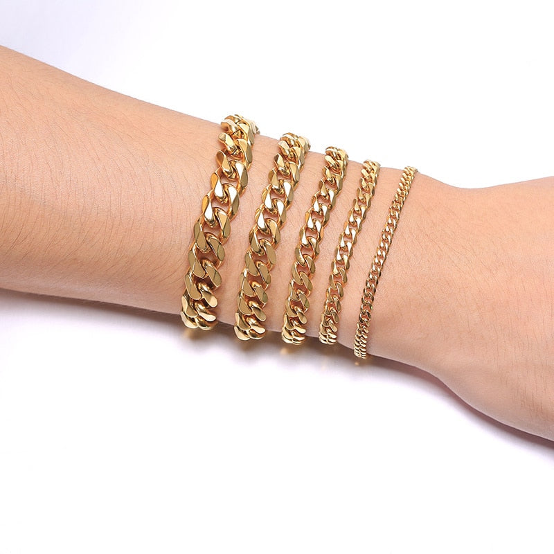 Pulseira Minimalista Cuban Dourada