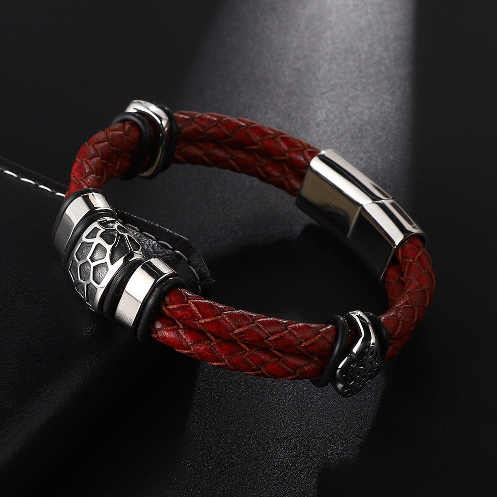 Pulseira Duas Camadas com Detalhes em Aço Inoxidável