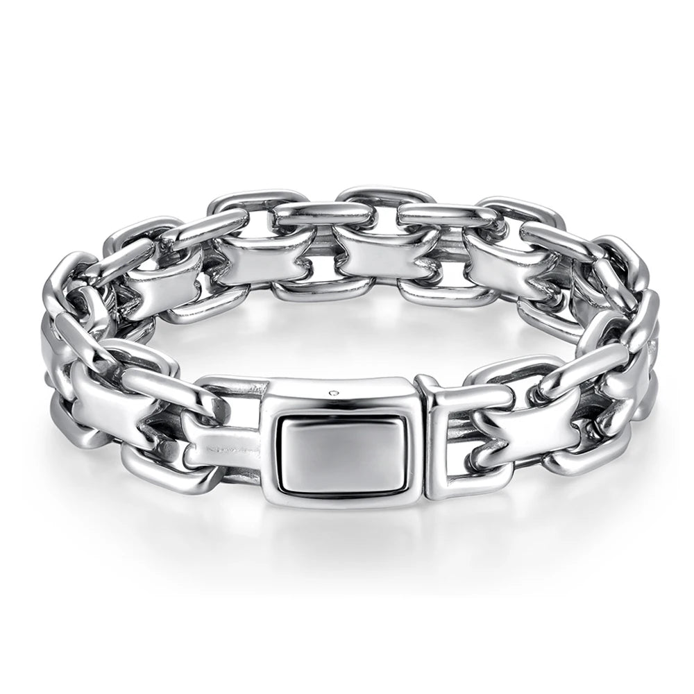 Pulseira Masculina Elo Duplo Vintage em Aço Inoxidável
