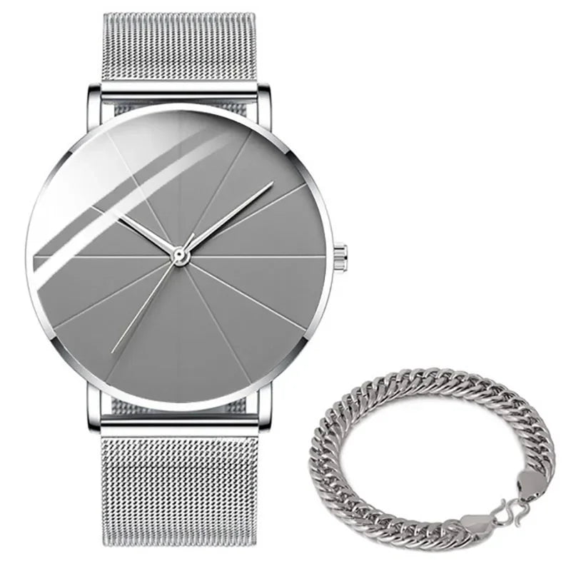 Relógio Oslo Minimalista Ultra Fino - Pulseira em Aço Mesh