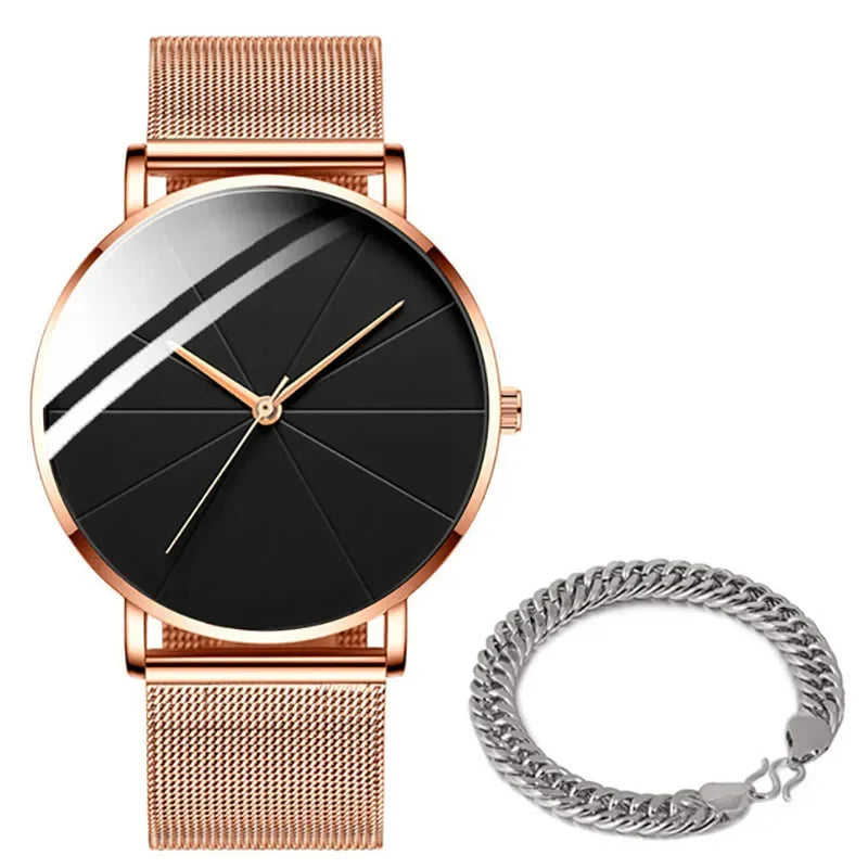 Relógio Oslo Minimalista Ultra Fino - Pulseira em Aço Mesh
