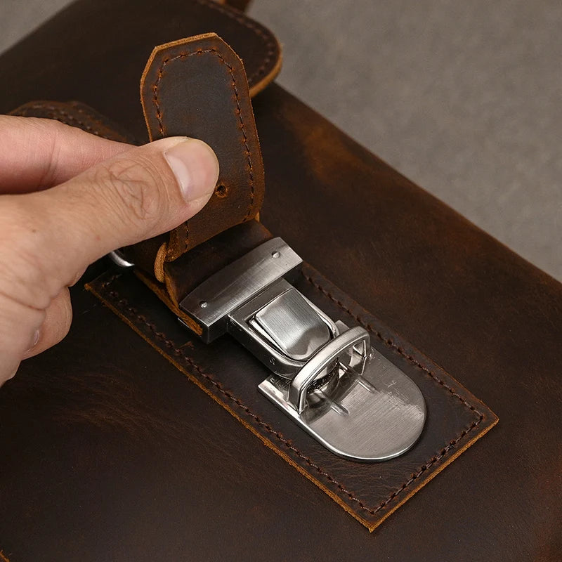 Pasta Masculina Sofisticada Crazy Horse em Couro