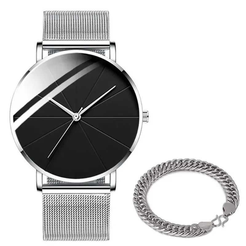 Relógio Oslo Minimalista Ultra Fino - Pulseira em Aço Mesh