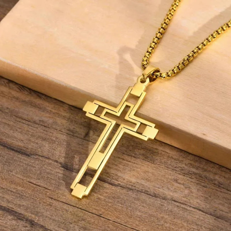Colar Proteção Divina com Crucifixo em Aço Inox