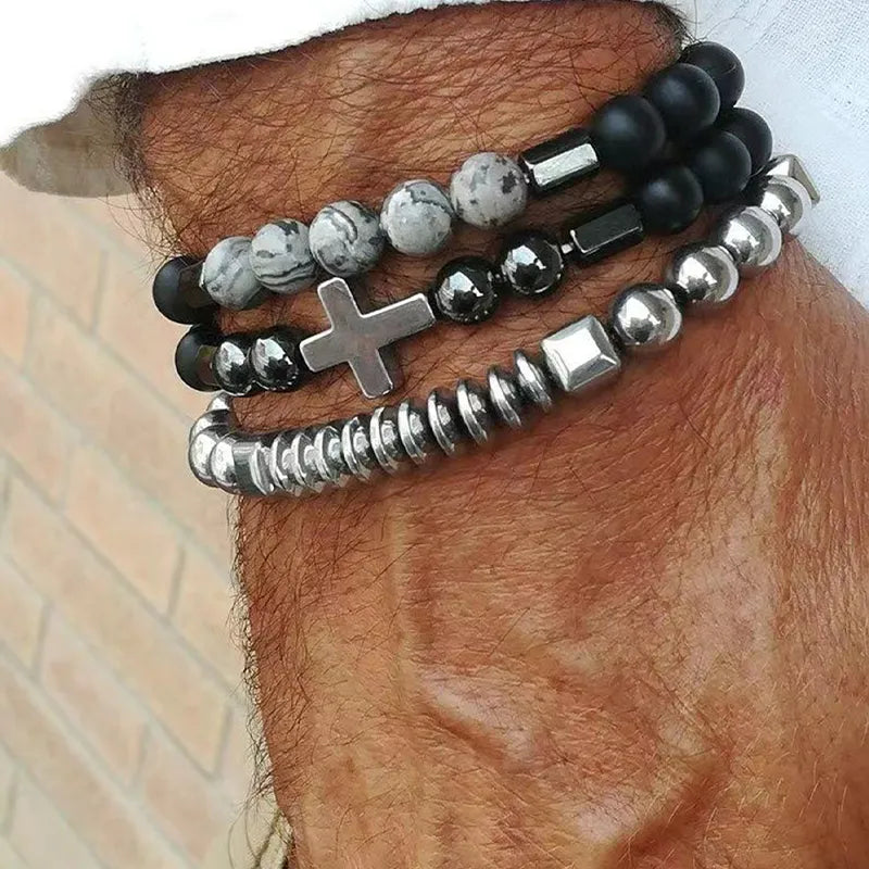 Pulseira 3 Peças com Crucifixo