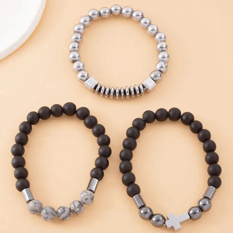 Pulseira 3 Peças com Crucifixo