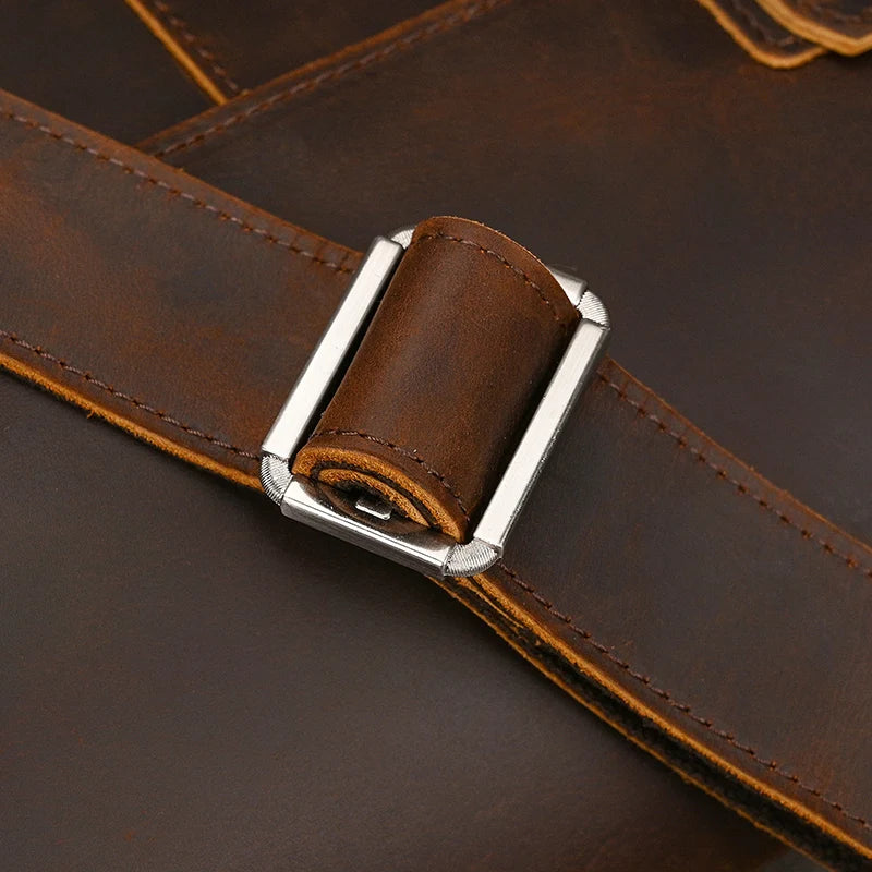 Pasta Masculina Sofisticada Crazy Horse em Couro