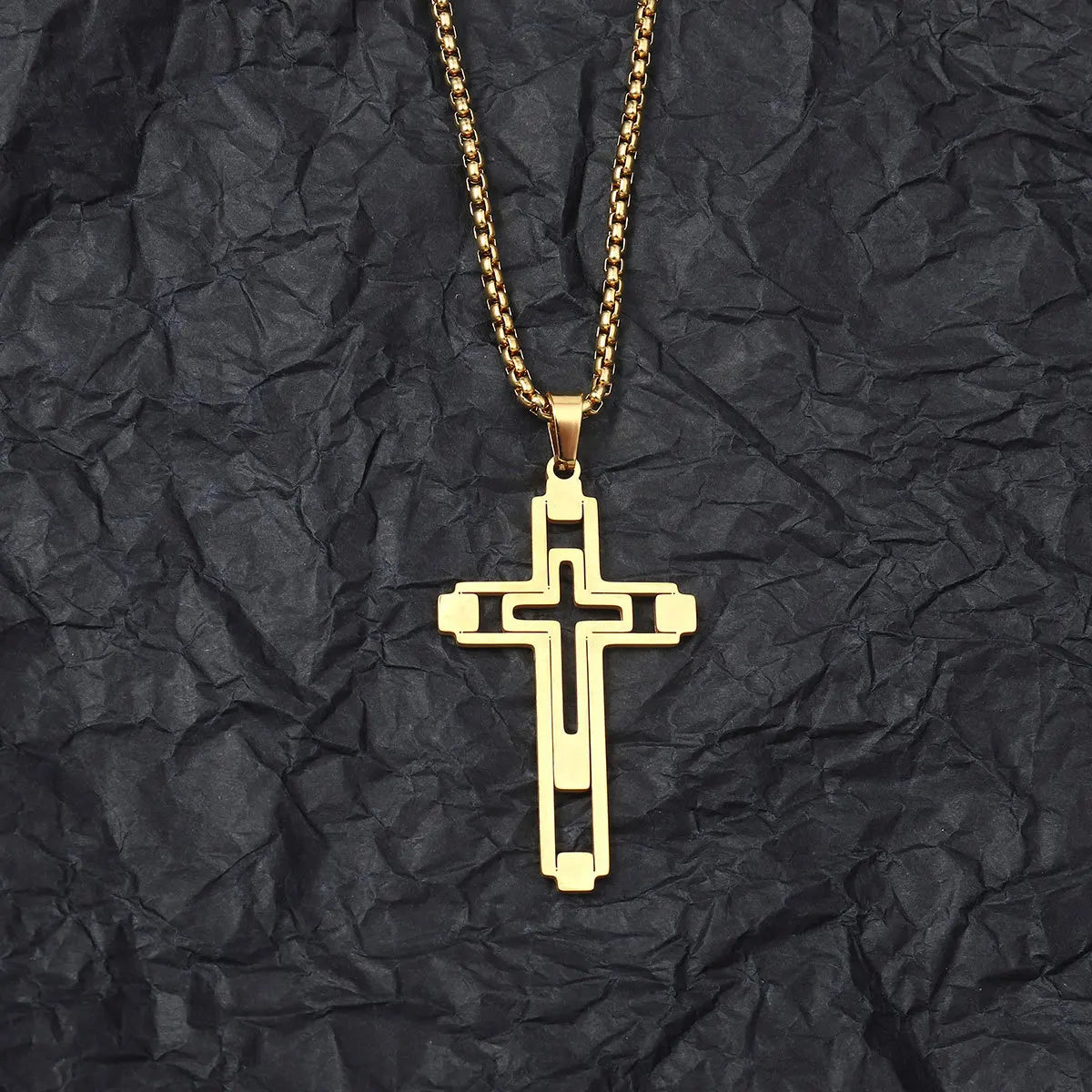 Colar Proteção Divina com Crucifixo em Aço Inox