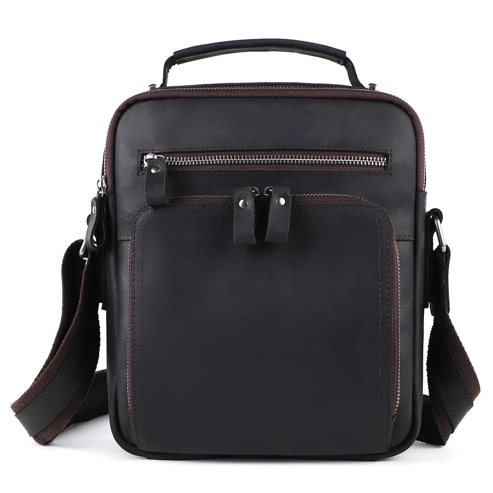 Bolsa Masculina Shoulder Bag em Couro Crazy Horse