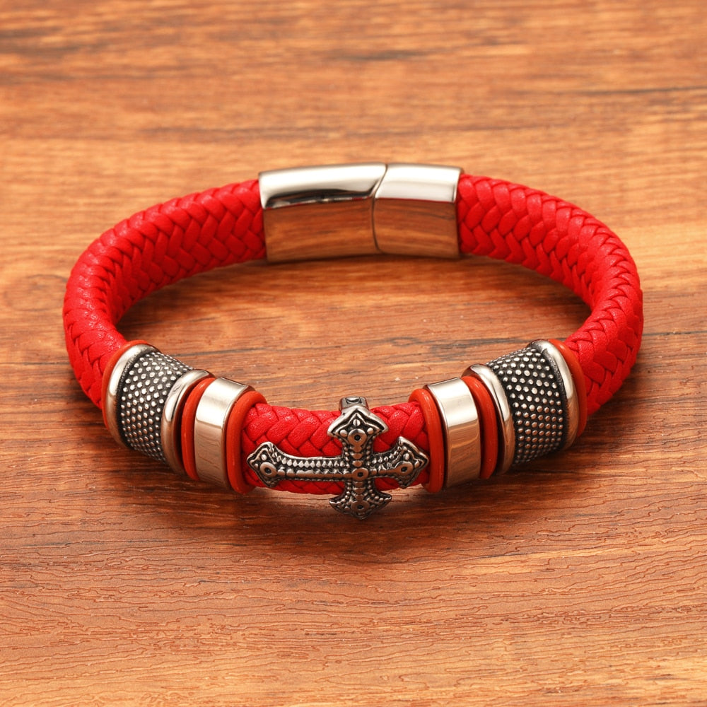 Pulseira Pop com Crucifixo em Aço Inoxidável
