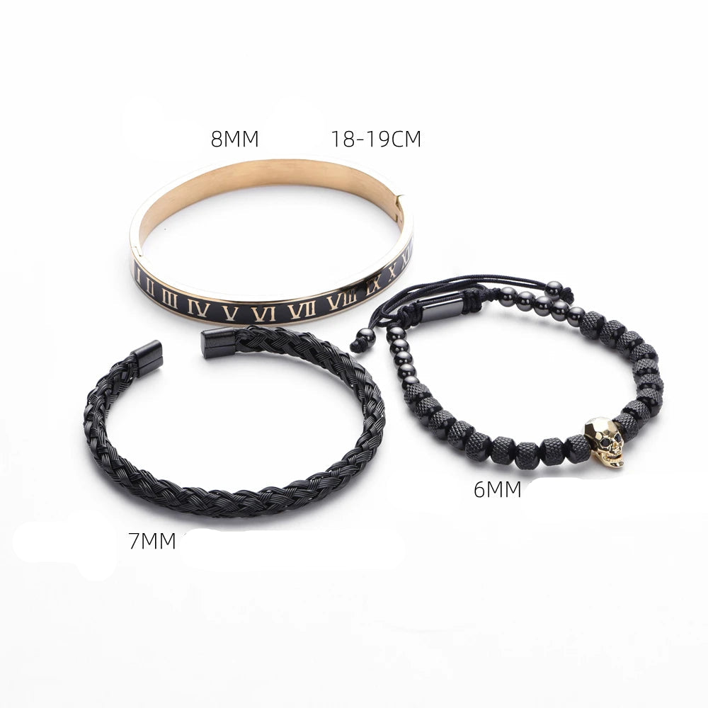 Pulseira Masculina Roman Skull em Aço Inox - Leve 3, Pague 2