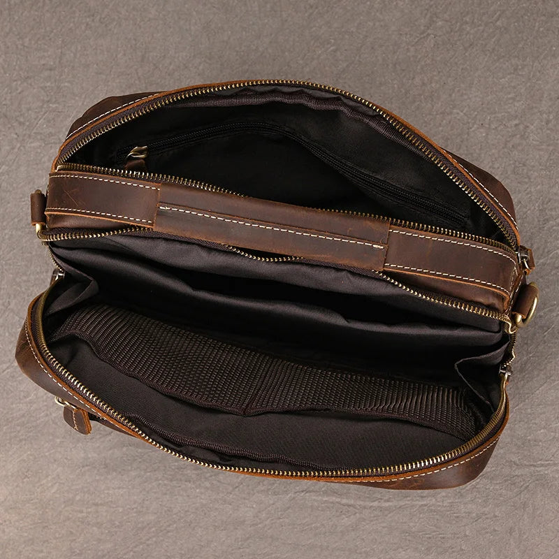 Pasta Masculina Elegante Crazy Horse em Couro