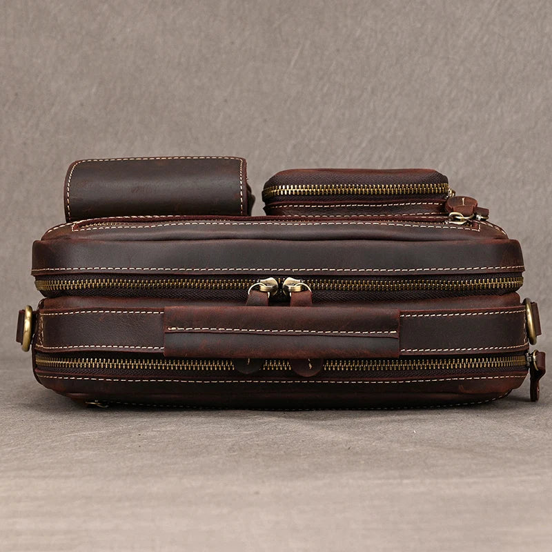 Pasta Masculina Elegante Crazy Horse em Couro