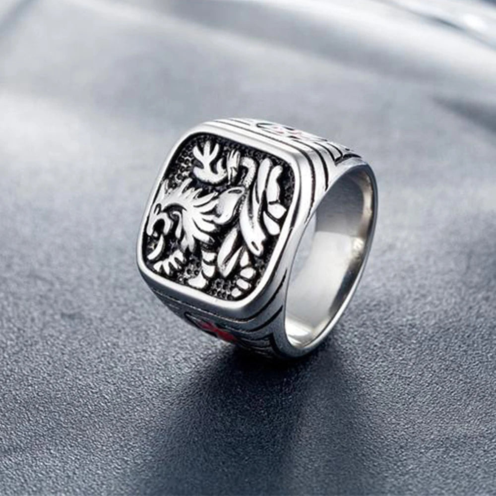 Anel Leão Real, Cruzada. Aço Inoxidável 316L– Vondore