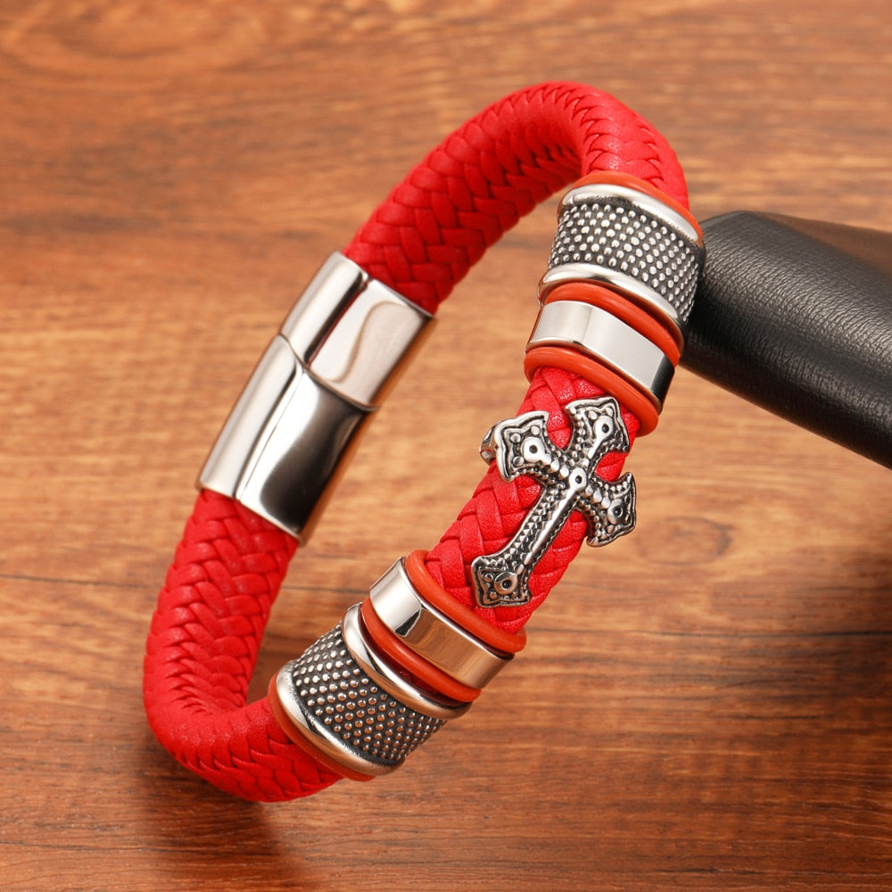 Pulseira Pop com Crucifixo em Aço Inoxidável