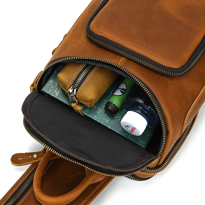 Bolsa Transversal Explorer em Couro