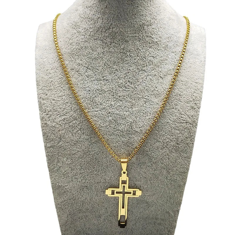 Colar Proteção Divina com Crucifixo em Aço Inox