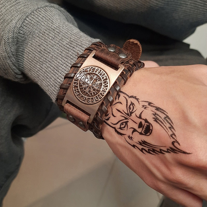 Pulseira Viking de Couro