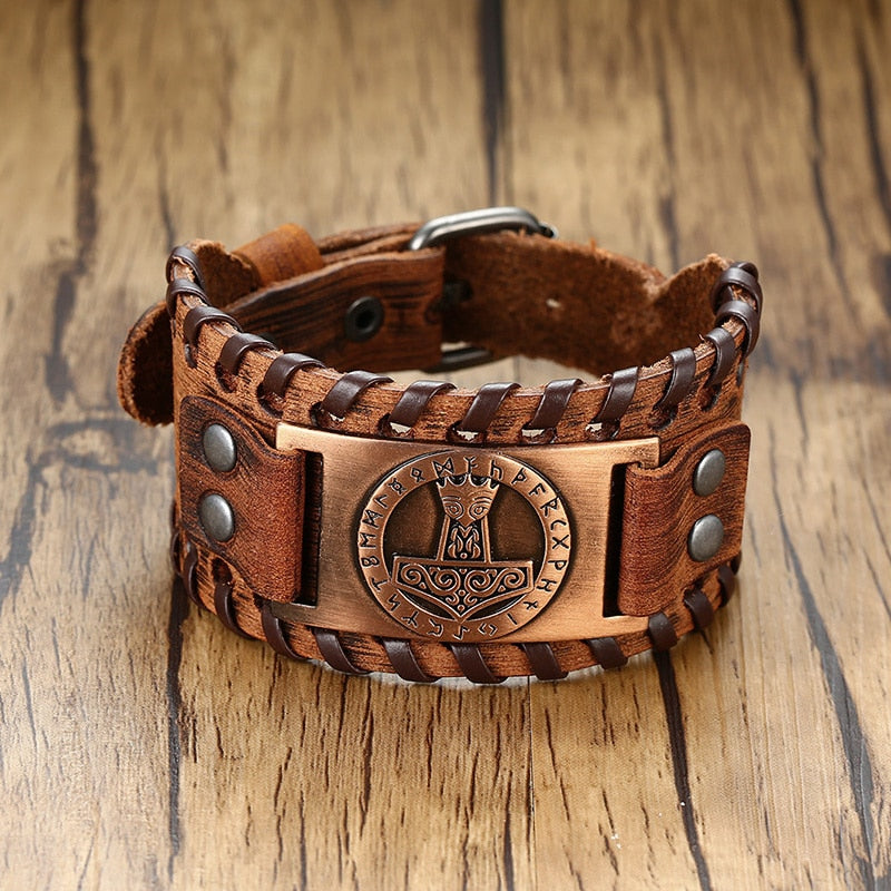 Pulseira Viking de Couro