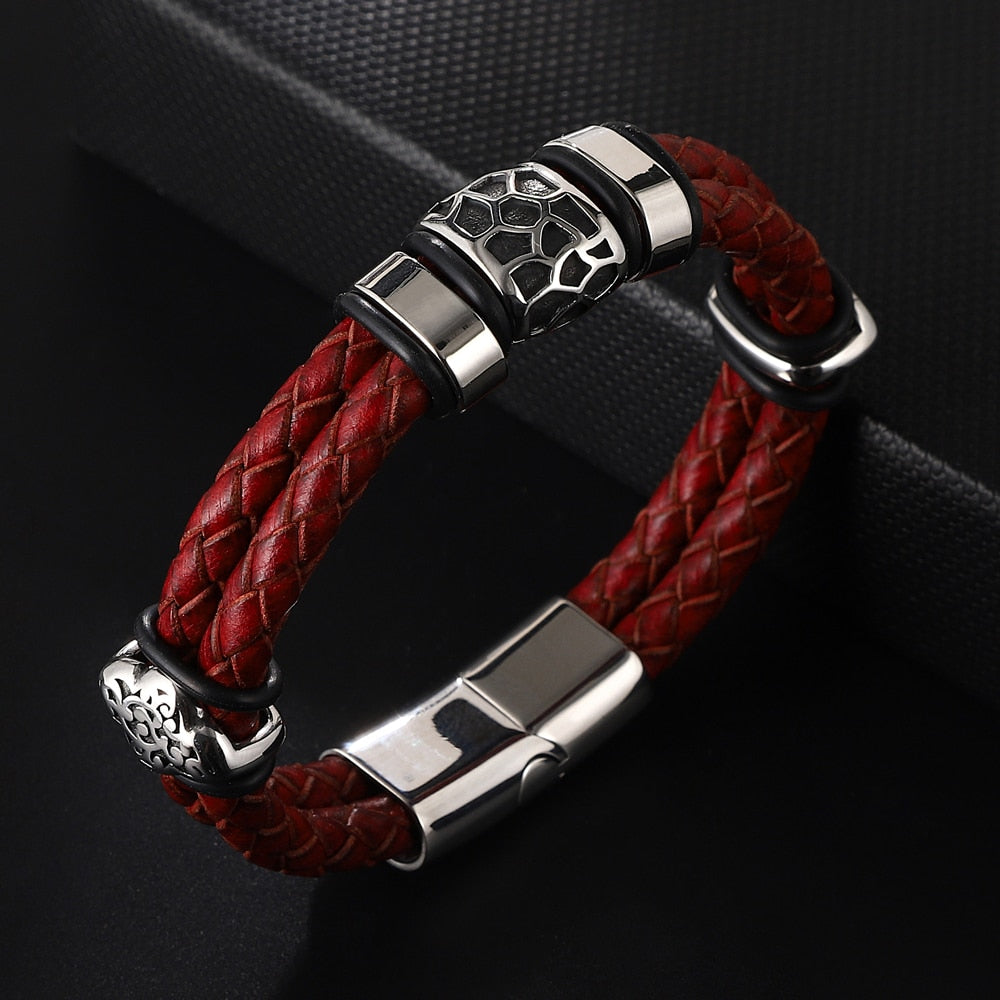 Pulseira Duas Camadas com Detalhes em Aço Inoxidável