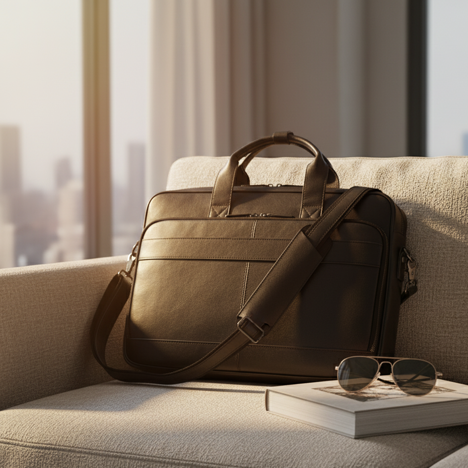 Pasta Executiva de Couro Premium para Notebook 15.6"