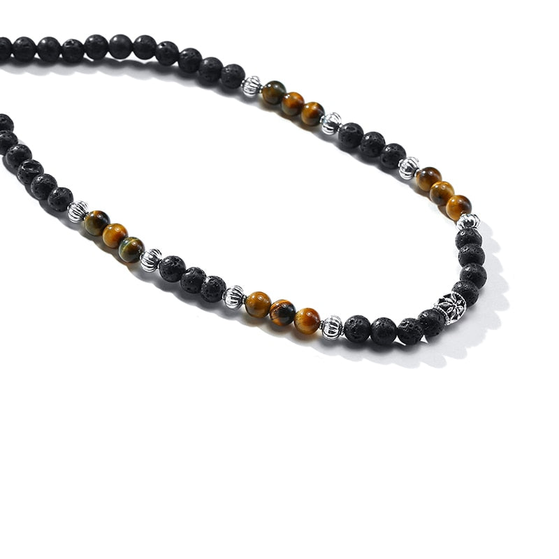 Colar de Pedras Carnelian e Olho de Tigre