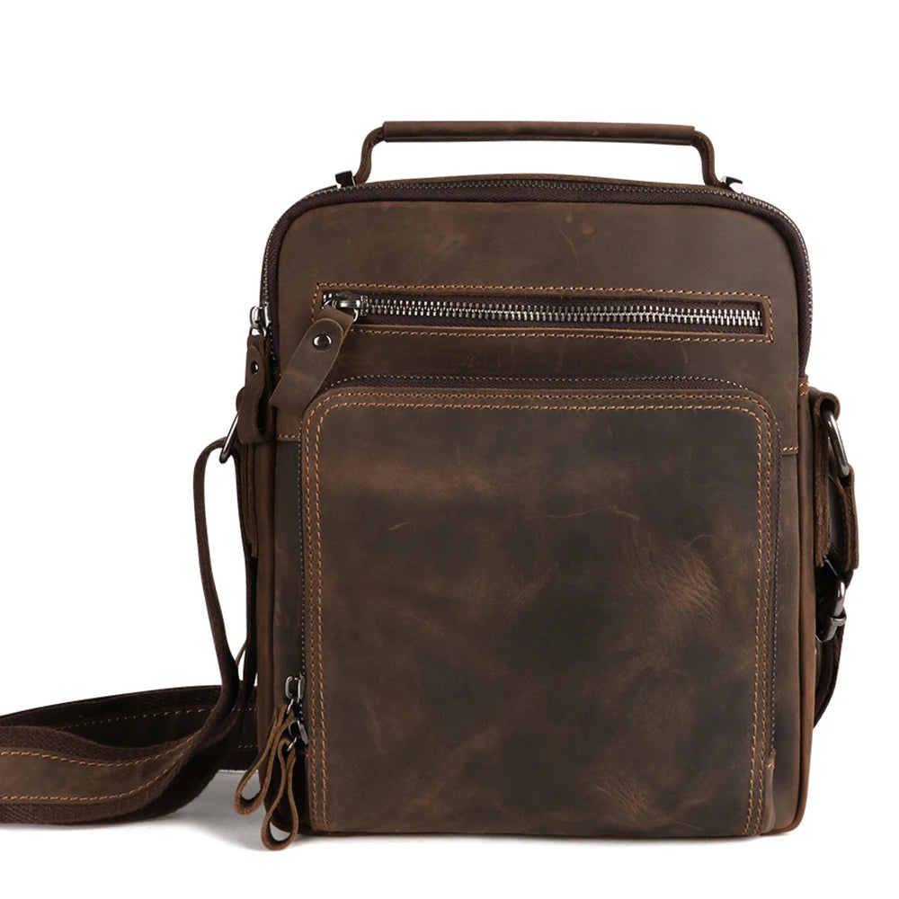 Bolsa Masculina Shoulder Bag em Couro Crazy Horse