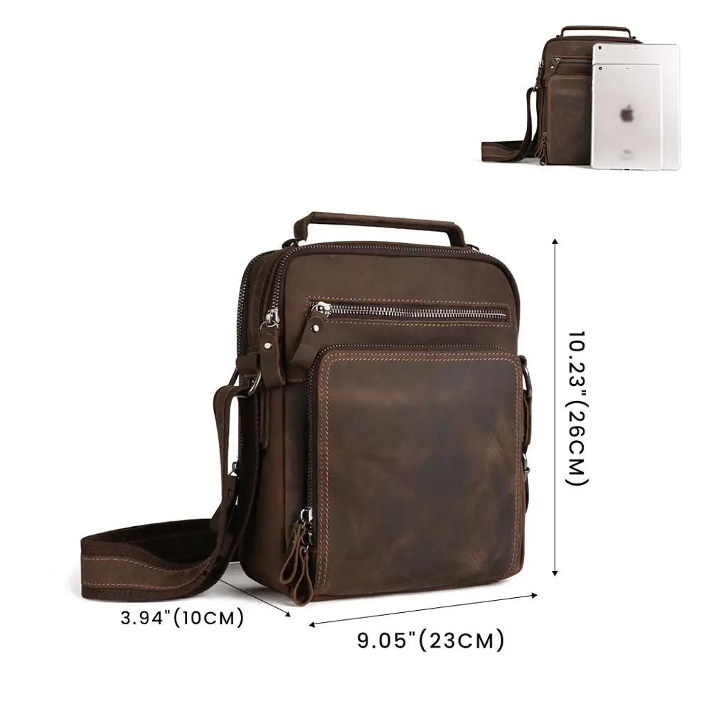 Bolsa Masculina Shoulder Bag em Couro Crazy Horse