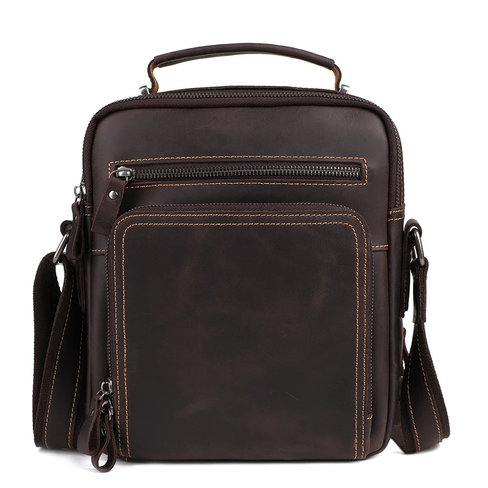 Bolsa Masculina Shoulder Bag em Couro Crazy Horse