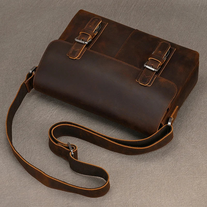 Pasta Masculina Sofisticada Crazy Horse em Couro