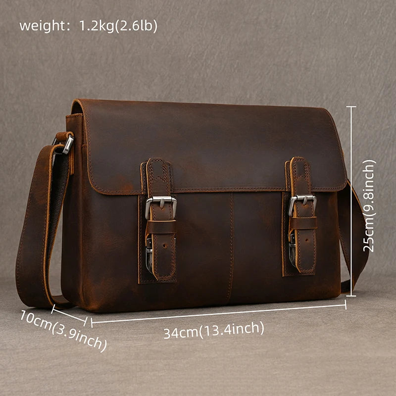 Pasta Masculina Sofisticada Crazy Horse em Couro