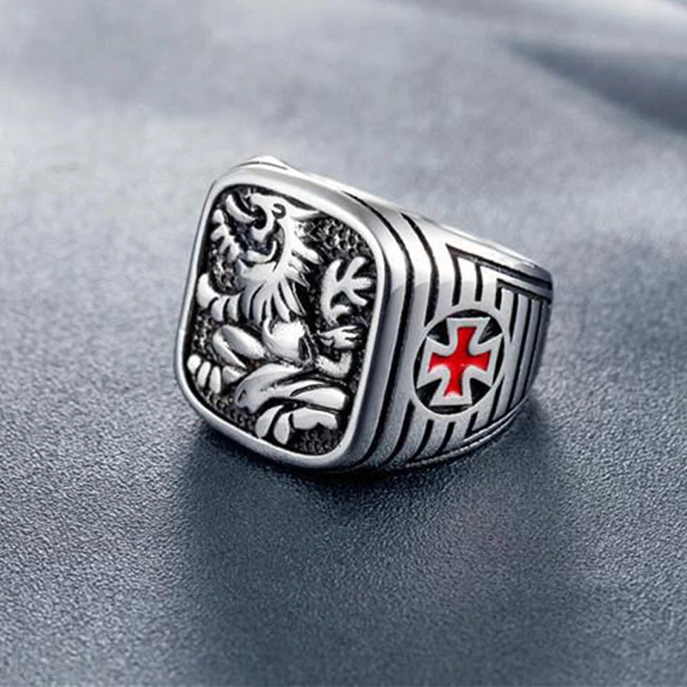 Anel Leão Real, Cruzada. Aço Inoxidável 316L– Vondore
