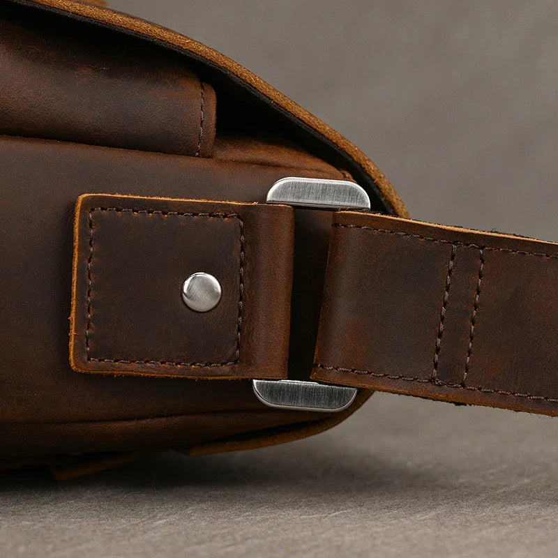 Pasta Masculina Sofisticada Crazy Horse em Couro