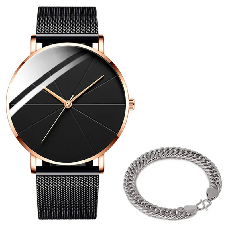 Relógio Oslo Minimalista Ultra Fino - Pulseira em Aço Mesh