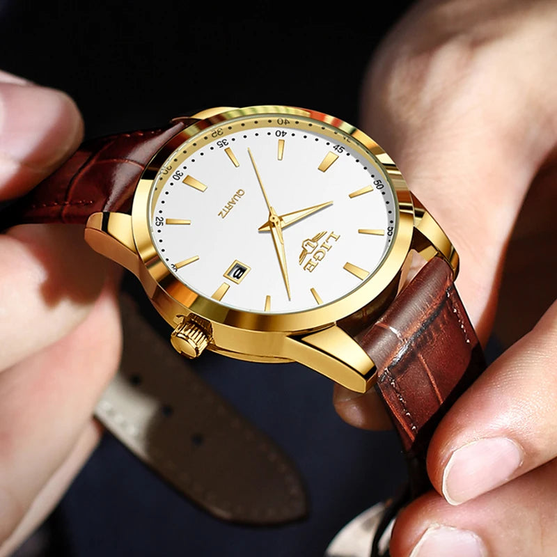 Relógio Executivo Legacy - Design Clássico, Pulseira de Couro