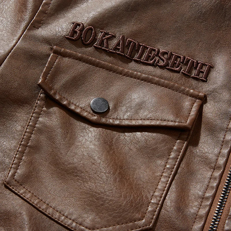 Jaqueta Masculina de Couro com Bordado Exclusivo