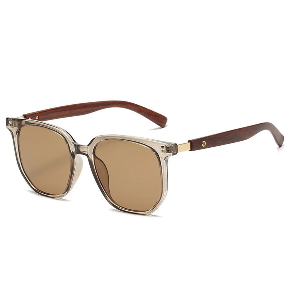 Óculos de sol vintage com moldura quadrada para mulheres e homens, óculos de sol de madeira UV 400 Protection Eyewear, Trend Shades, nova moda