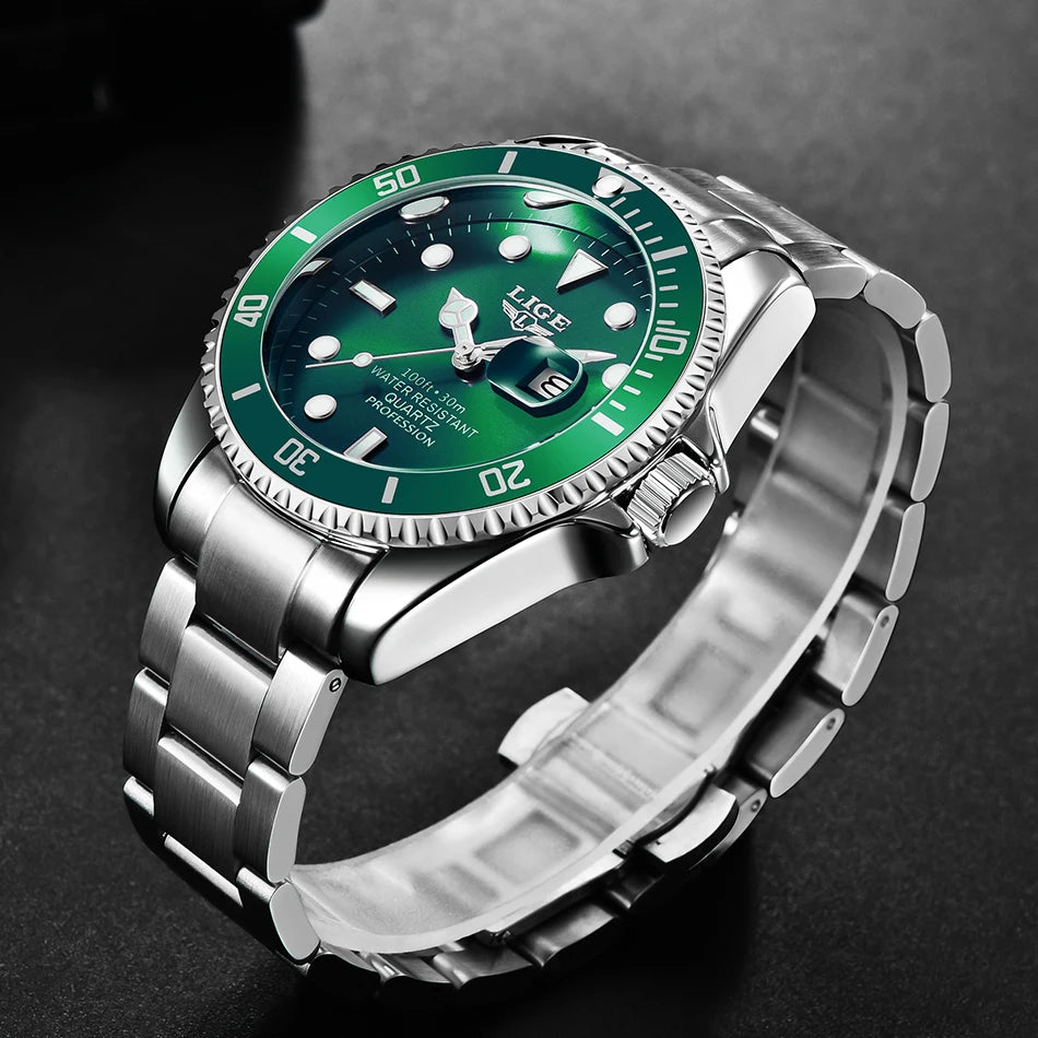 Relógio Mariner Esportivo Aço, Visor Safira e Ponteiros Luminosos